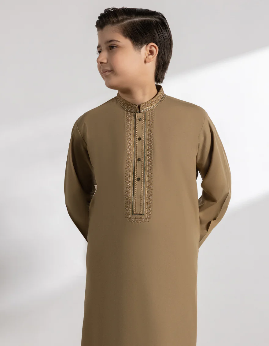 LIGHT BROWN BLENDED KURTA TROUSERS | JCKP-A-39390/S25/JJ10121-FL - Image 2