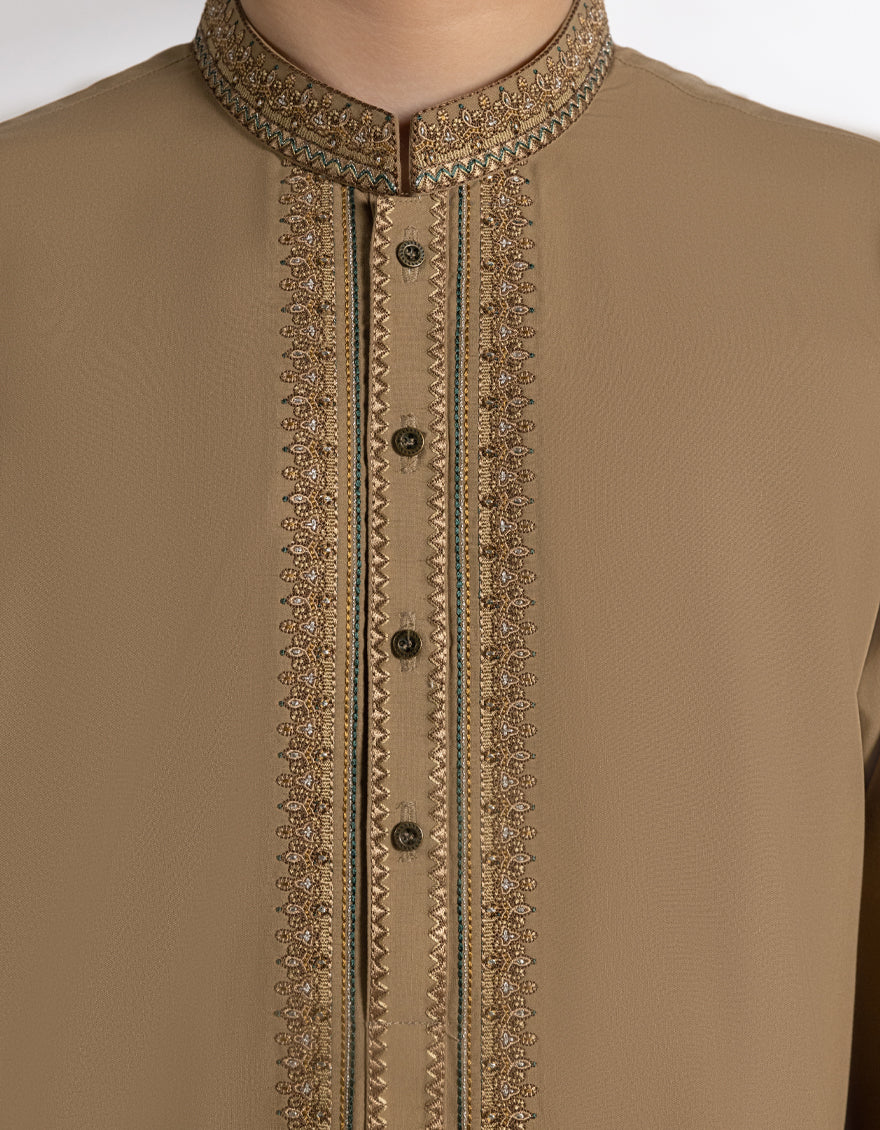 LIGHT BROWN BLENDED KURTA TROUSERS | JCKP-A-39390/S25/JJ10121-FL - Image 3