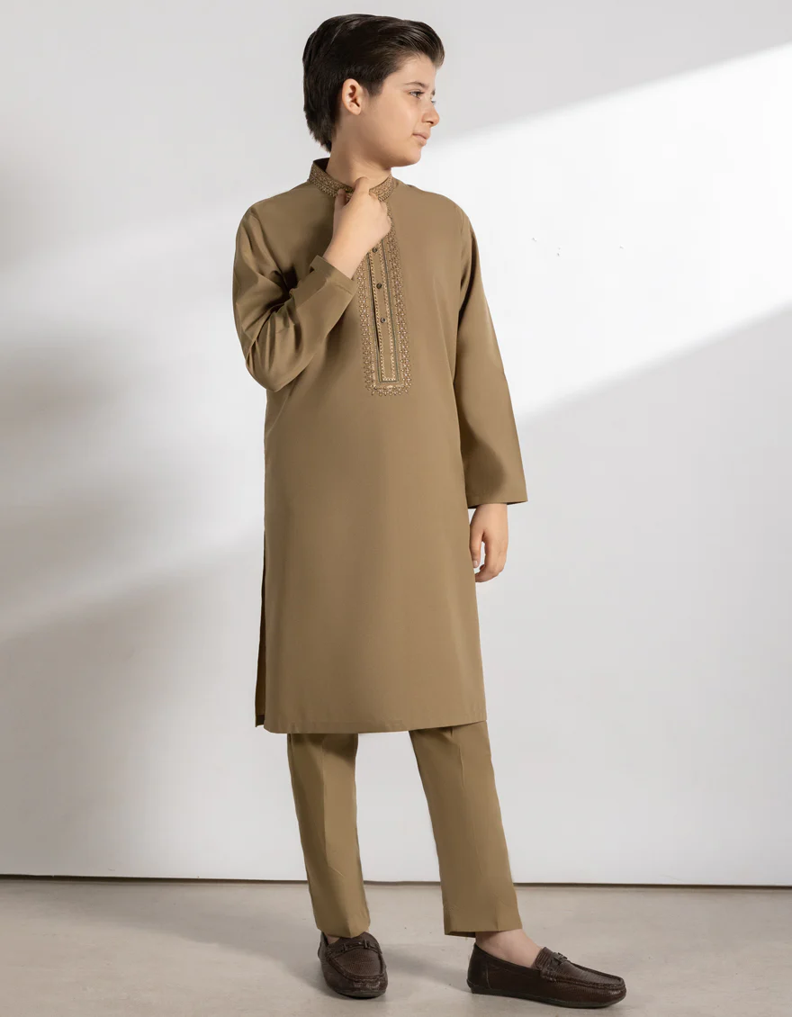 LIGHT BROWN BLENDED KURTA TROUSERS | JCKP-A-39390/S25/JJ10121-FL - Image 4