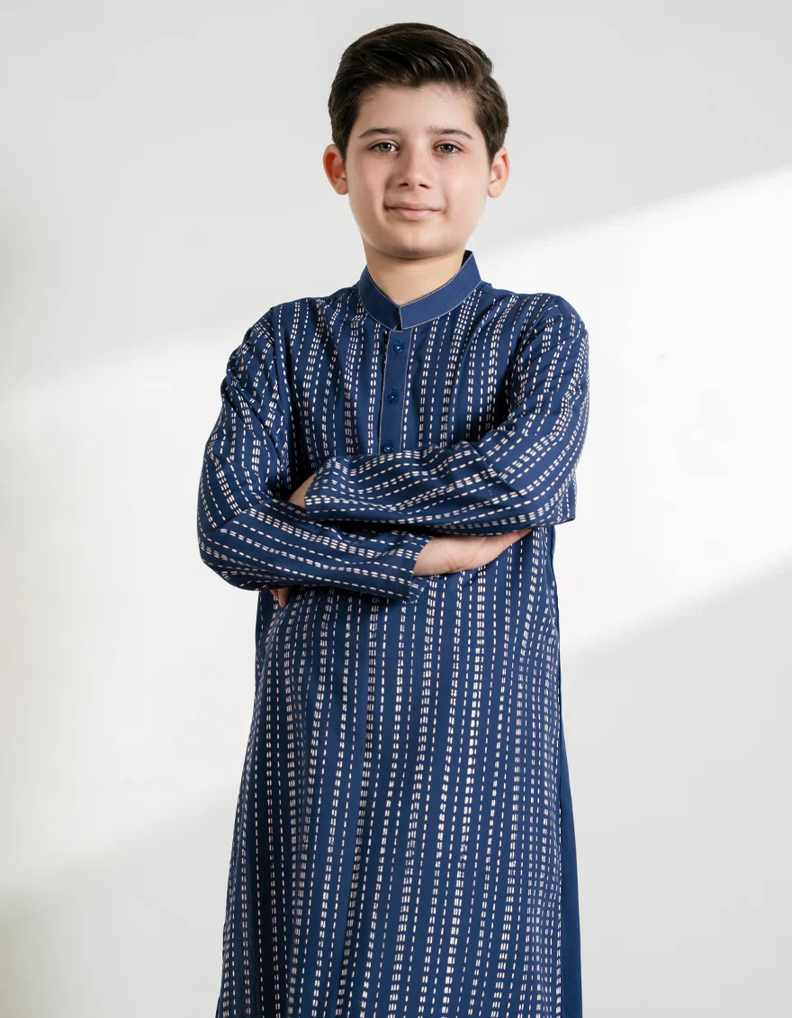 DENIM BLUE BLENDED KURTA TROUSERS | JCKP-A-50231/S25/JJ9622-CL - Image 2