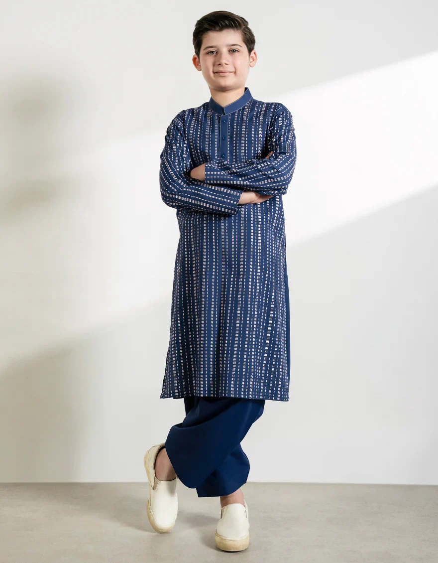 DENIM BLUE BLENDED KURTA TROUSERS | JCKP-A-50231/S25/JJ9622-CL - Image 4