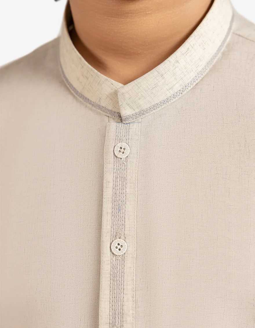 CREAM BLENDED KURTA TROUSERS | JCKP-A-50446/S25/JJ10372-CL - Image 3