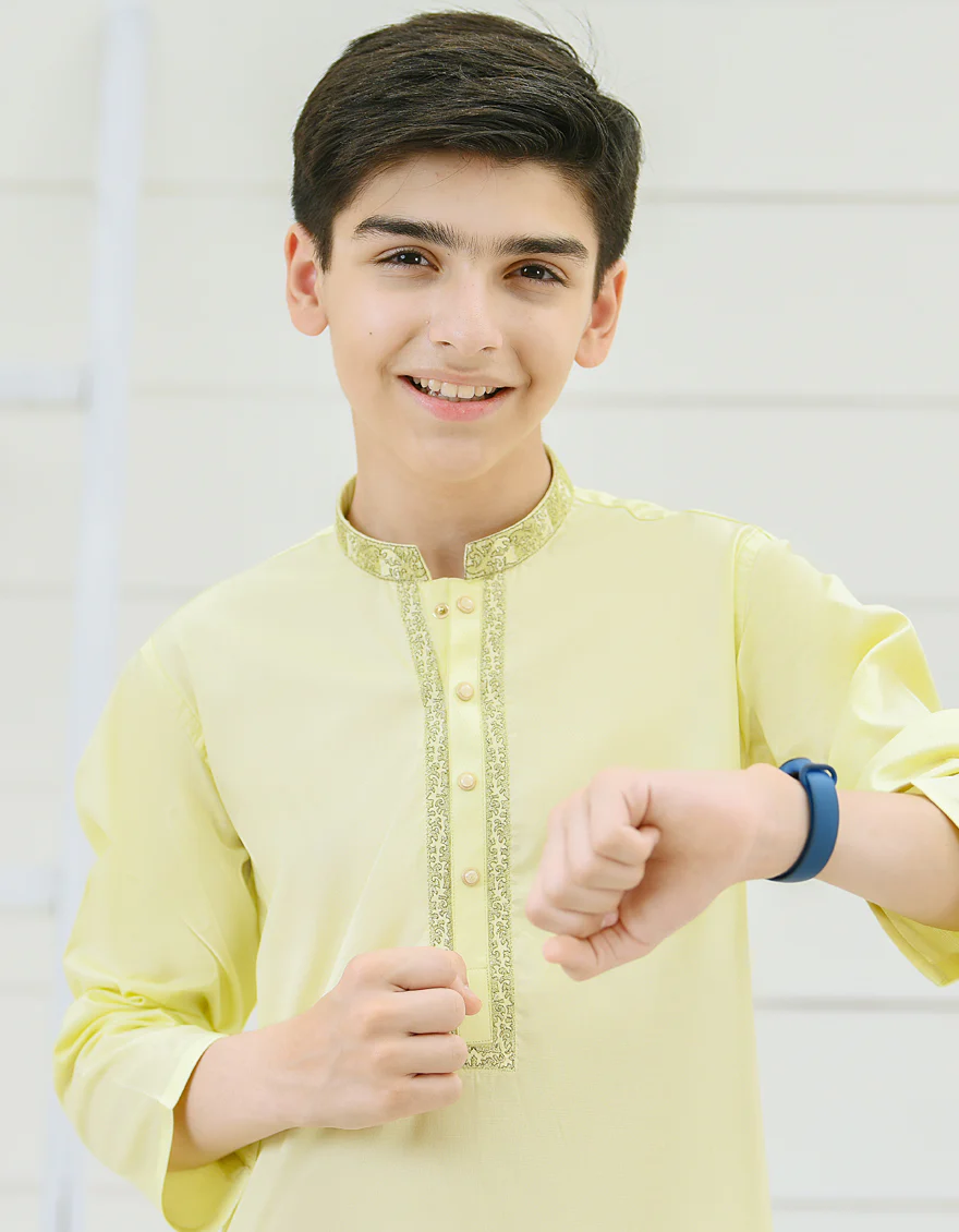 LEMON YELLOW COTTON KURTA TROUSERS | JCKP-A-US-35931/S22/JJ8132-FL - Image 2
