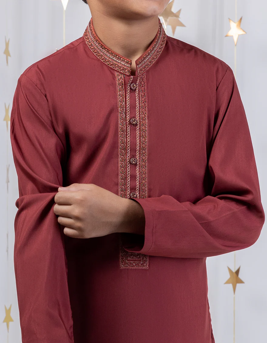 RED BLENDED KURTA TROUSERS | JCKP-S-39003/S24/JJ9 - Image 2