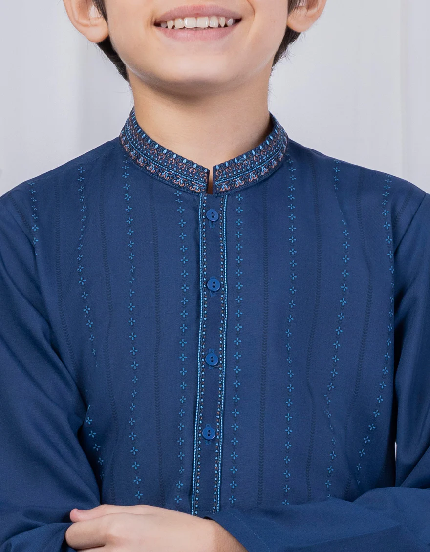 BLUE BLENDED KURTA TROUSERS | JCKP-S-39028/S24/JJ9288-SF - Image 2