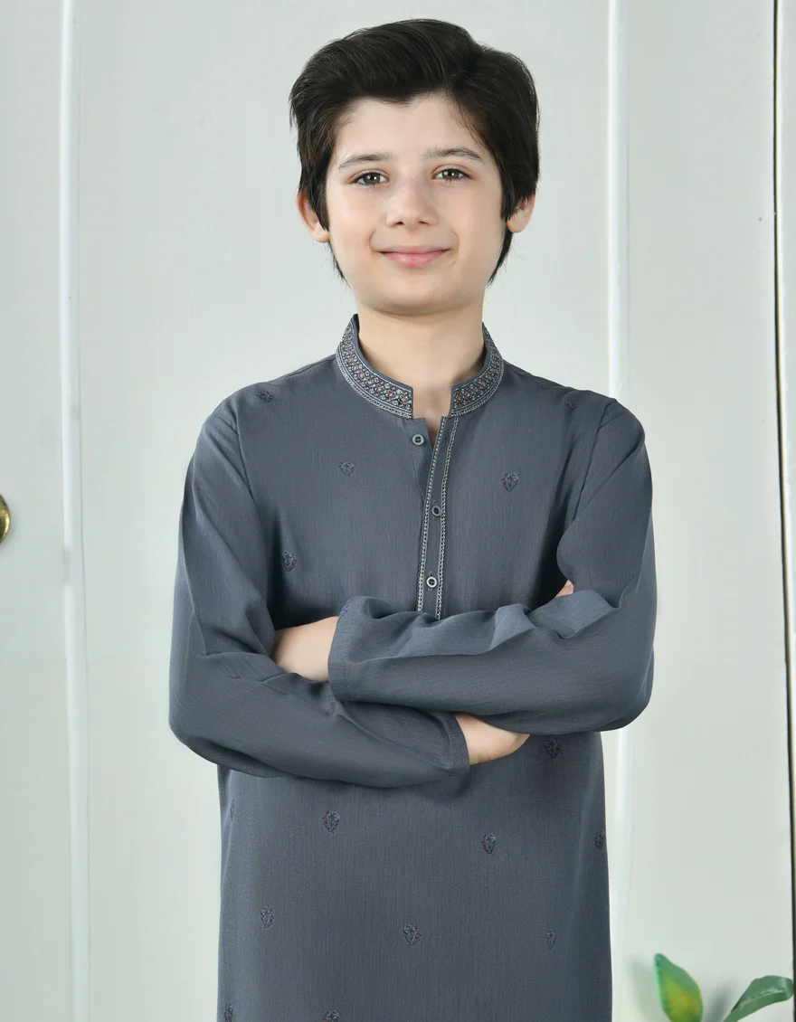 GREY BLENDED KURTA TROUSERS | JCKP-S-39031/S24/JJ9289-SF - Image 2