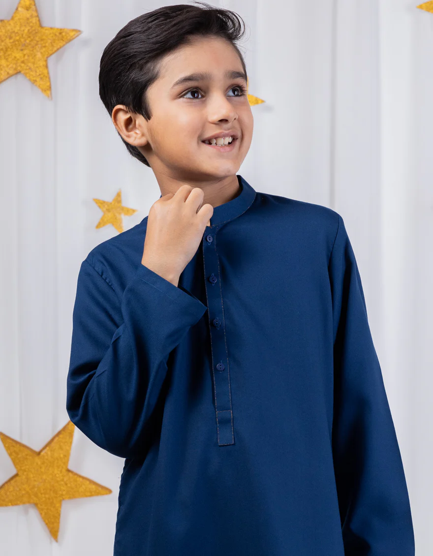 BLUE BLENDED KURTA TROUSERS | JCKP-S-39061/S24/JJ9256-PN - Image 2