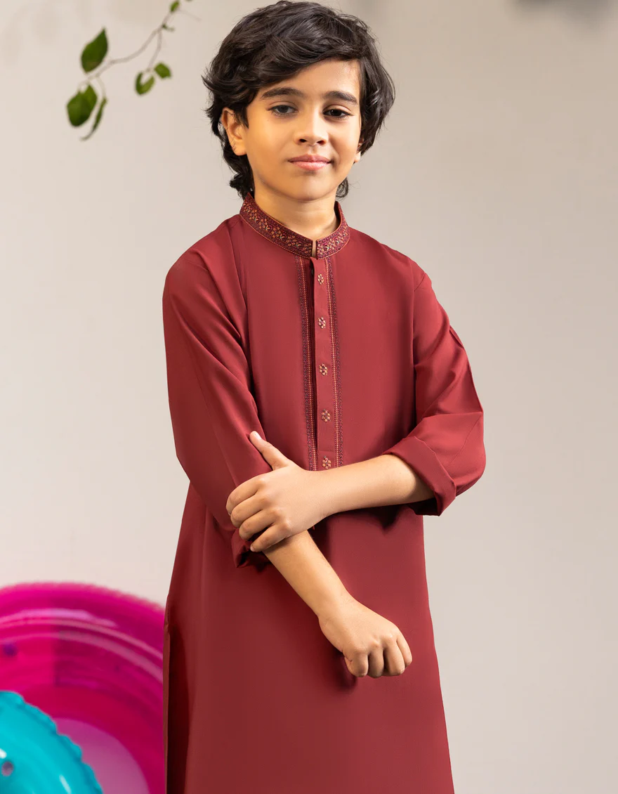 MAROON BLENDED KURTA TROUSERS | JCKP-S-39251/S25/JJ9 - Image 2