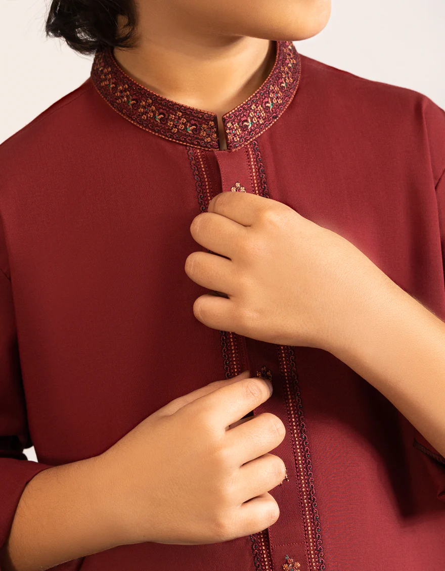 MAROON BLENDED KURTA TROUSERS | JCKP-S-39251/S25/JJ9 - Image 3