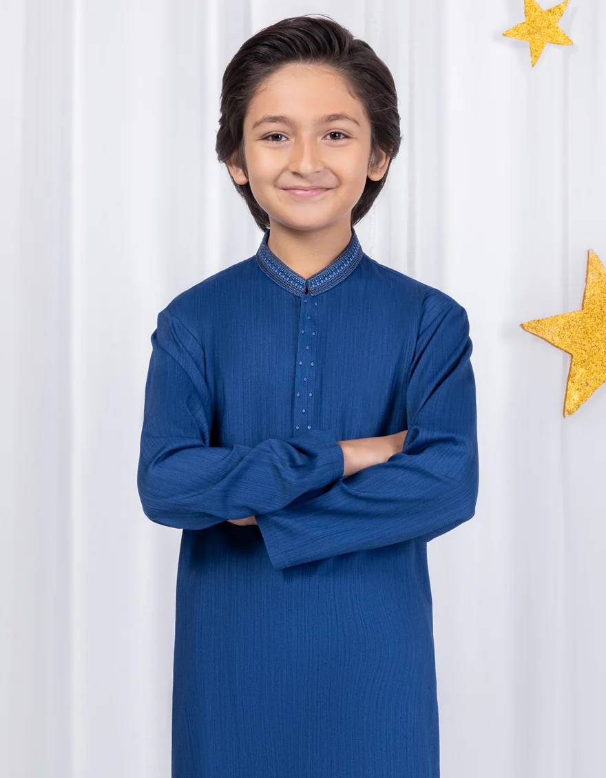 BLUE BLENDED KURTA TROUSERS | JCKP-S-46327/S24/JJ8718-SF - Image 2