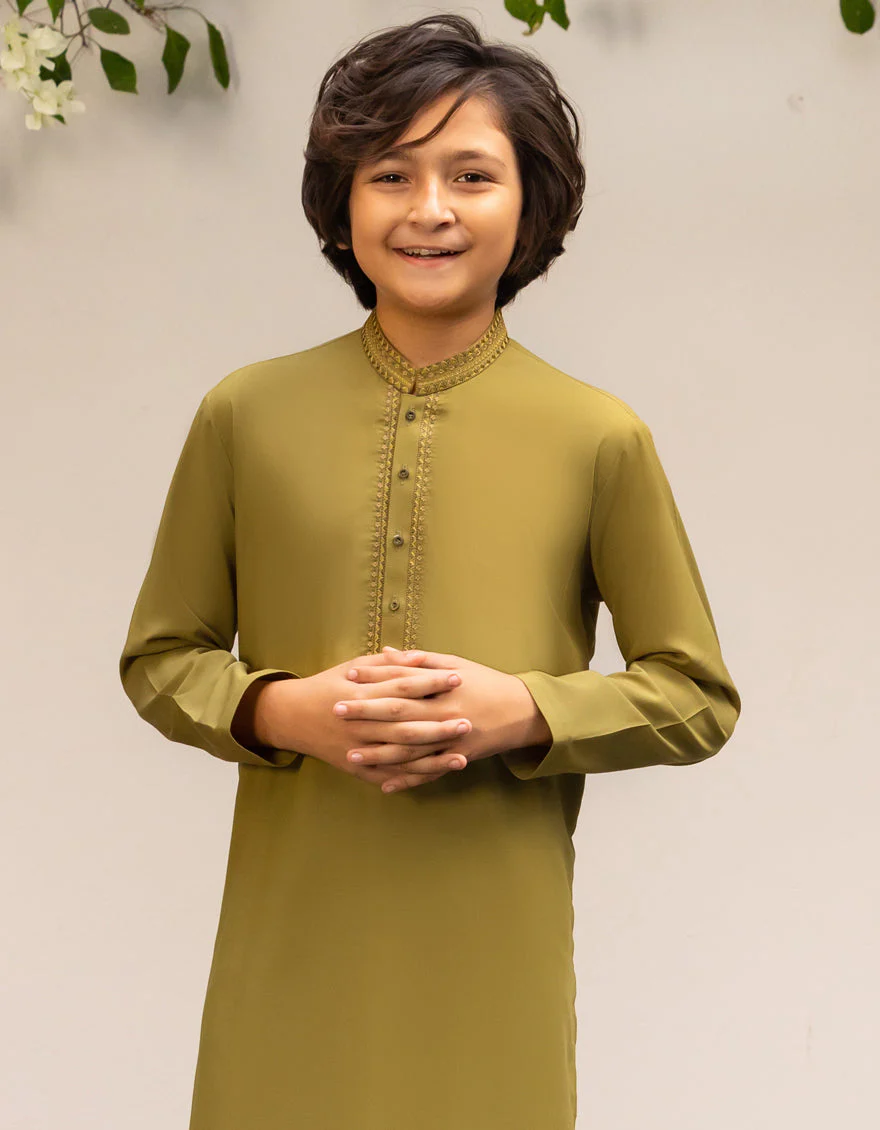 OLIVE BLENDED KURTA TROUSERS | JCKP-S-46524/S25/JJ9377-FL - Image 2