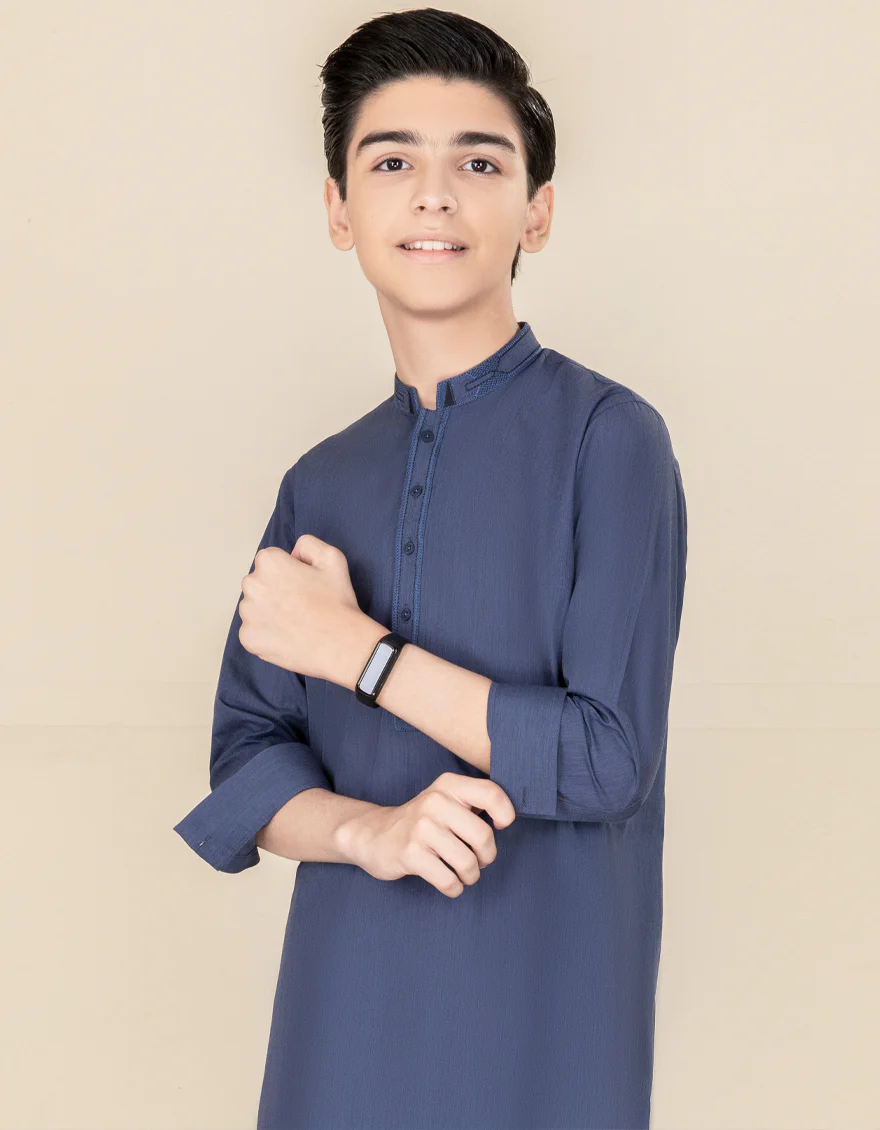 DULL BLUE BLENDED KURTA TROUSERS | JCKP-S-US-36913/S22/JJ7638-CL - Image 3