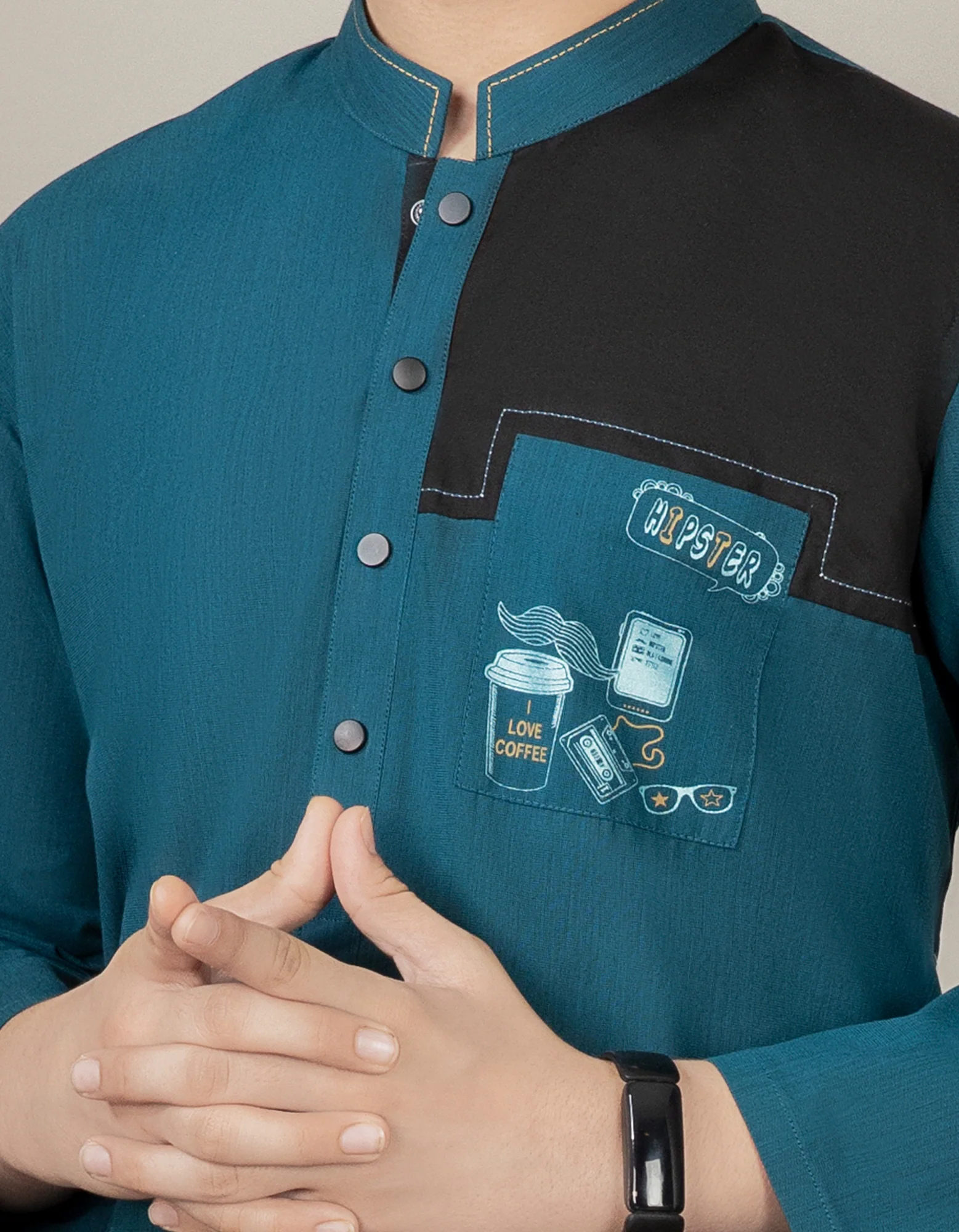 TURQUOISE BLUE CVC KURTA TROUSERS | JCKP-S-US-38500/S22/JJ7638-CL - Image 2