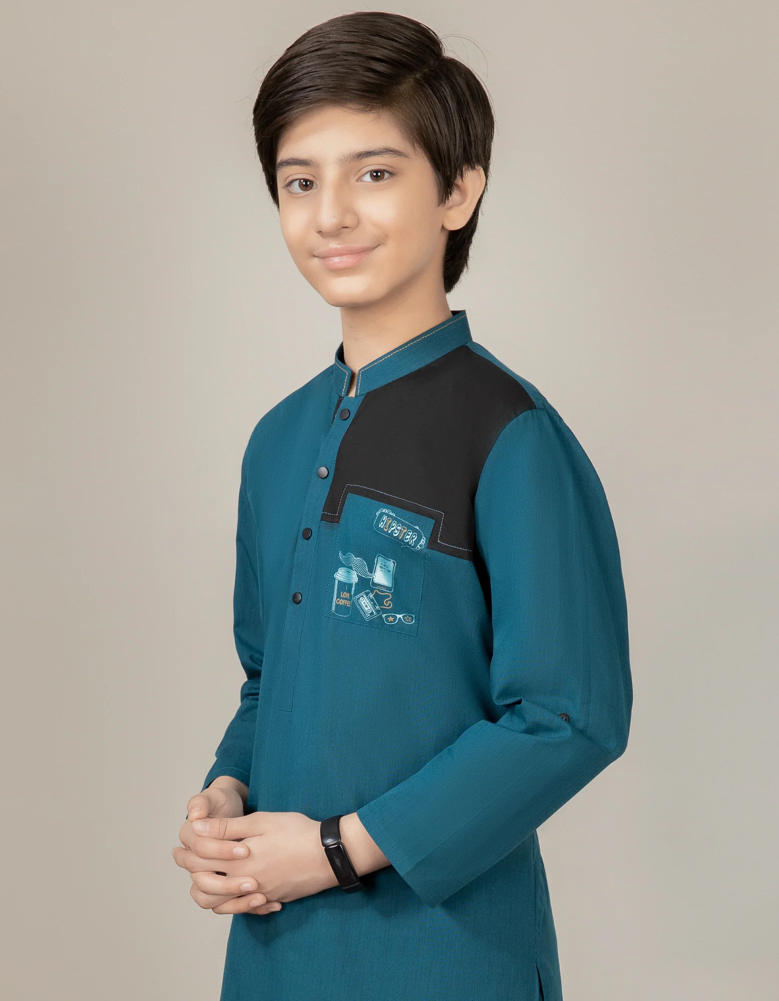 TURQUOISE BLUE CVC KURTA TROUSERS | JCKP-S-US-38500/S22/JJ7638-CL - Image 3