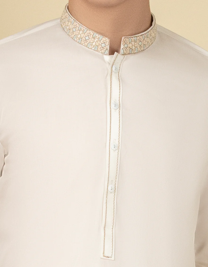 WHITE COTTON KURTA TROUSERS | JCKP-S-US-38556/S22/JJ6923-SF - Image 2