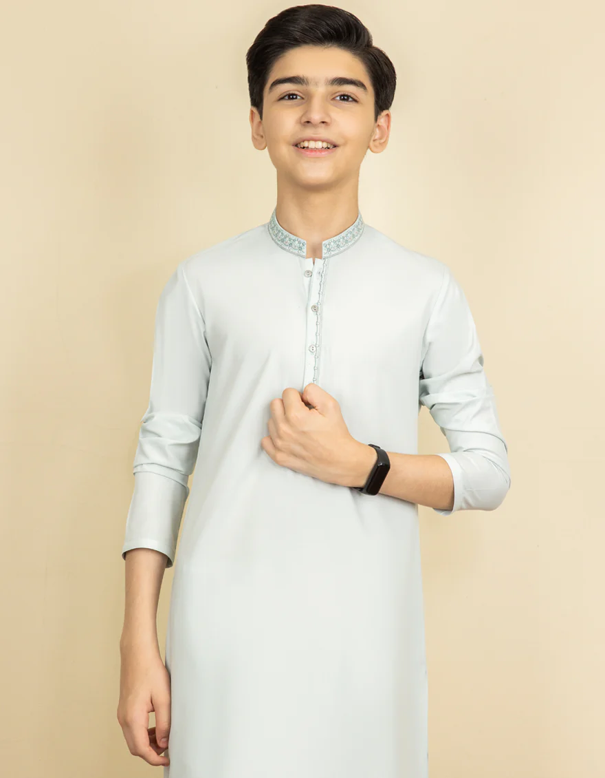 LIGHT GREEN BLENDED KURTA TROUSERS | JCKP-S-US-38579/S22/JJ7673-SF - Image 3