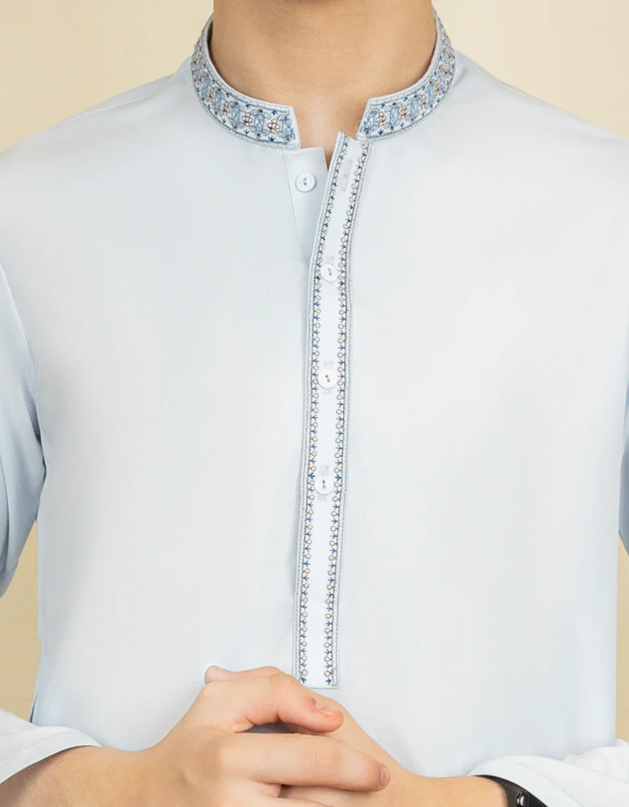 SKY BLUE BLENDED KURTA TROUSERS | JCKP-S-US-38580/S22/JJ7673-SF - Image 2