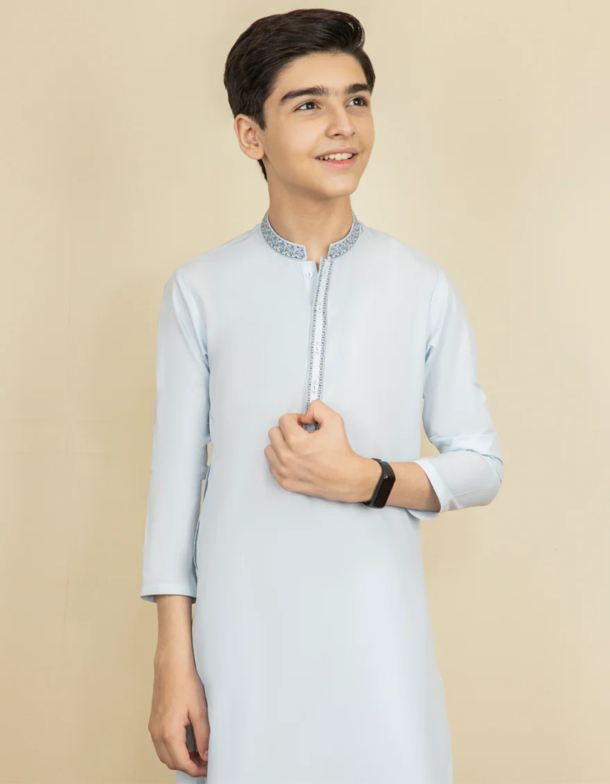 SKY BLUE BLENDED KURTA TROUSERS | JCKP-S-US-38580/S22/JJ7673-SF - Image 3