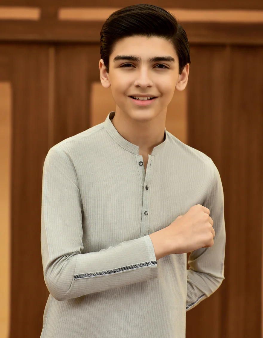 ASH GREY BLENDED KURTA TROUSERS | JCKP-S-US-38692/S23/JJ8390-PN - Image 2
