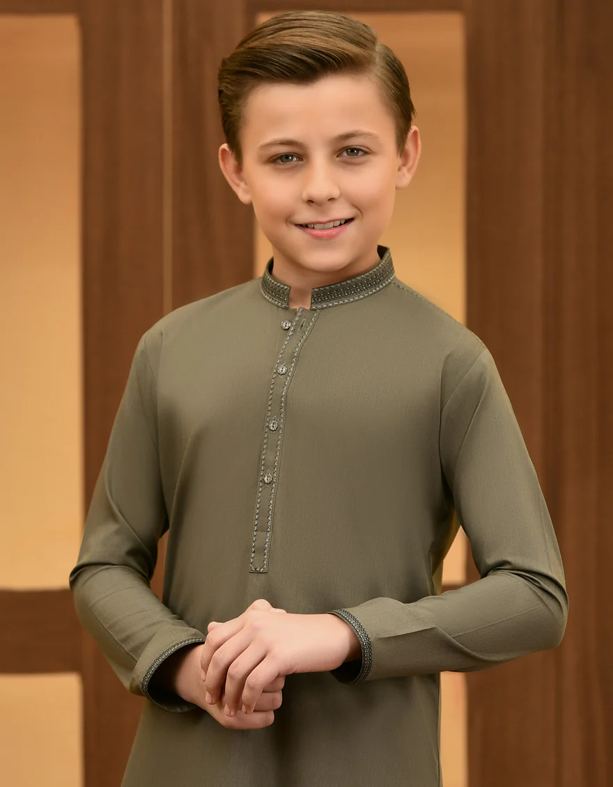 OLIVE GREEN KURTA TROUSERS | JCKP-S-US-38700/S23/JJ7669-SF - Image 2