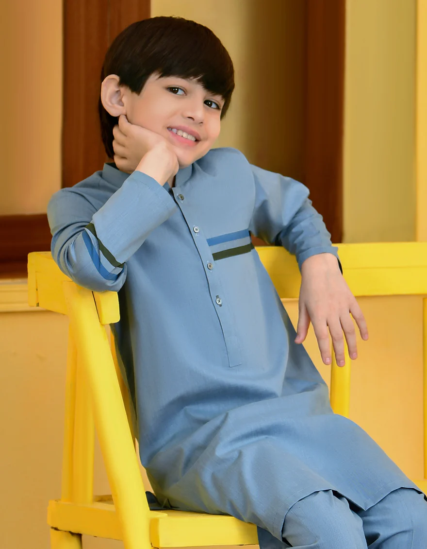 DULL BLUE BLENDED KURTA TROUSERS | JCKP-S-US-38713/S23/JJ8213-CL - Image 2