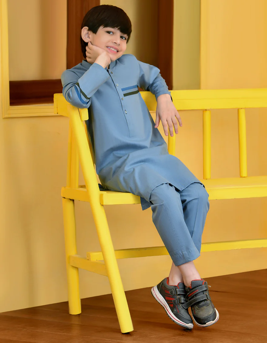 DULL BLUE BLENDED KURTA TROUSERS | JCKP-S-US-38713/S23/JJ8213-CL - Image 3
