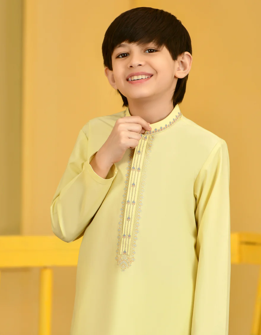 LEMON YELLOW BLENDED KURTA TROUSERS | JCKP-S-US-38739/S23/JJ8727-SF - Image 2
