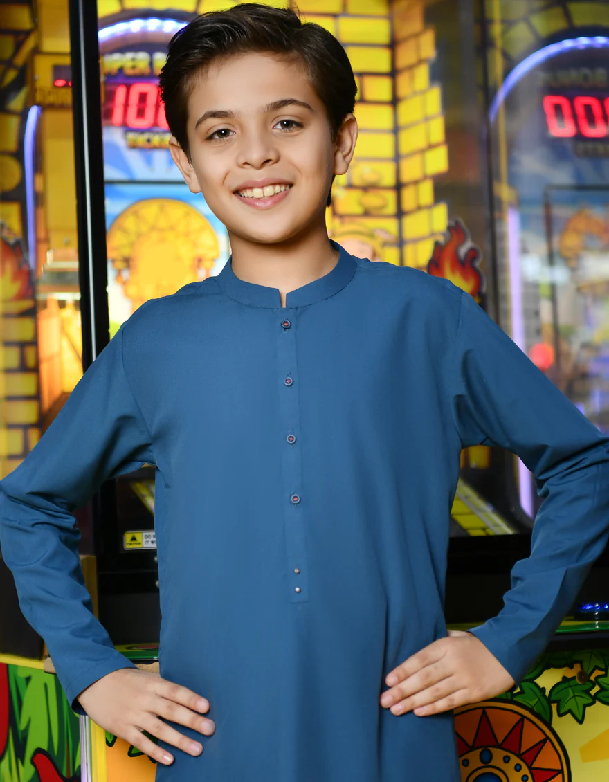 PRUSSIAN BLUE BLENDED KURTA TROUSERS | JCKP-S-US-38756/S23/JJ8726-PN - Image 3