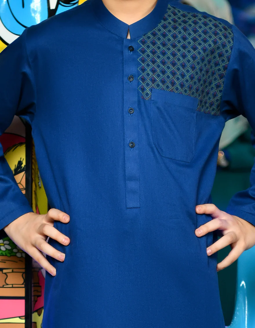 PERSIAN BLUE COTTON KURTA TROUSERS | JCKP-S-US-38765/S23/JJ8765-CL - Image 2