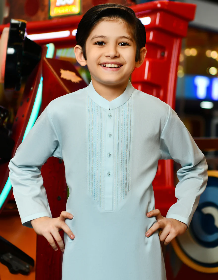 ICE BLUE COTTON KURTA TROUSERS | JCKP-S-US-38787/S23/JJ8765-CL - Image 3