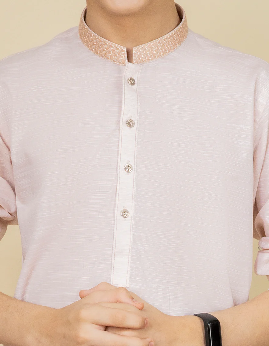 PEACH COTTON KURTA TROUSERS | JCKP-S-US-39322/S22/JJ7312-CL - Image 2