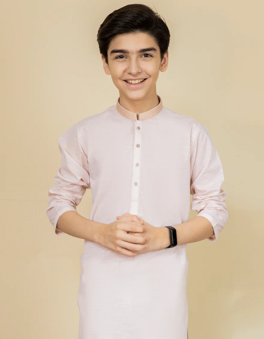 PEACH COTTON KURTA TROUSERS | JCKP-S-US-39322/S22/JJ7312-CL - Image 3