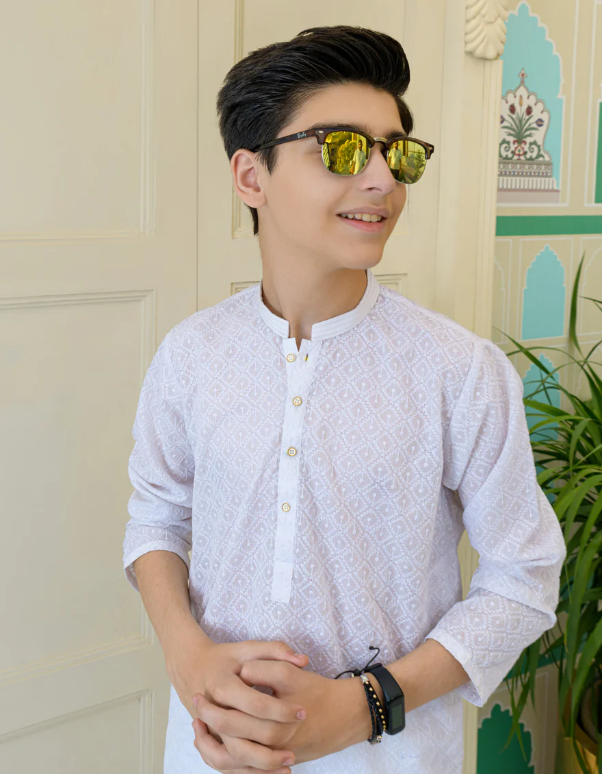 WHITE BLENDED KURTA TROUSERS | JCKP-US-43262/A23/JJ8423-CL - Image 3