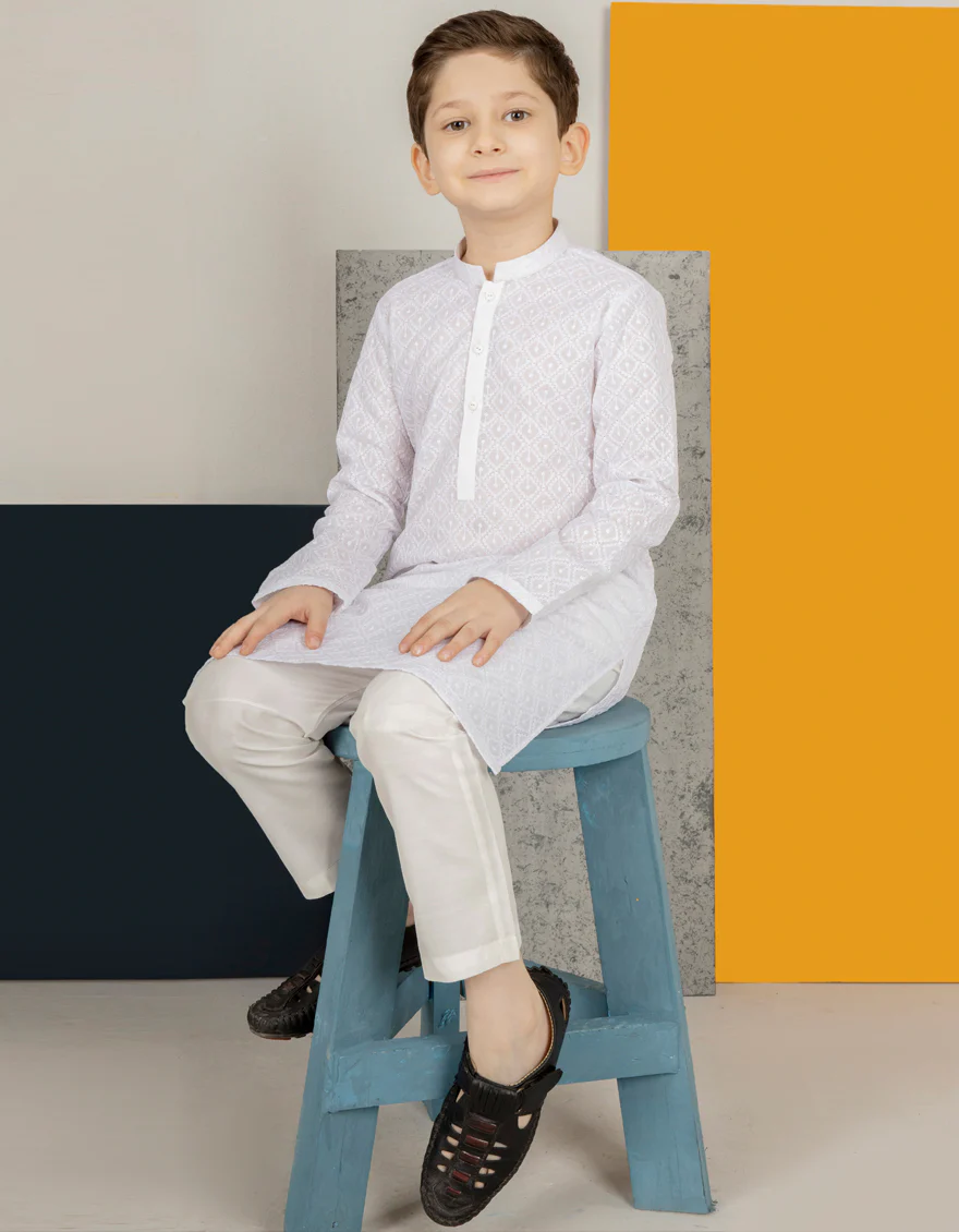 WHITE BLENDED KURTA TROUSERS | JCKP-US-45099/A22/JJ8423-CL - Image 3
