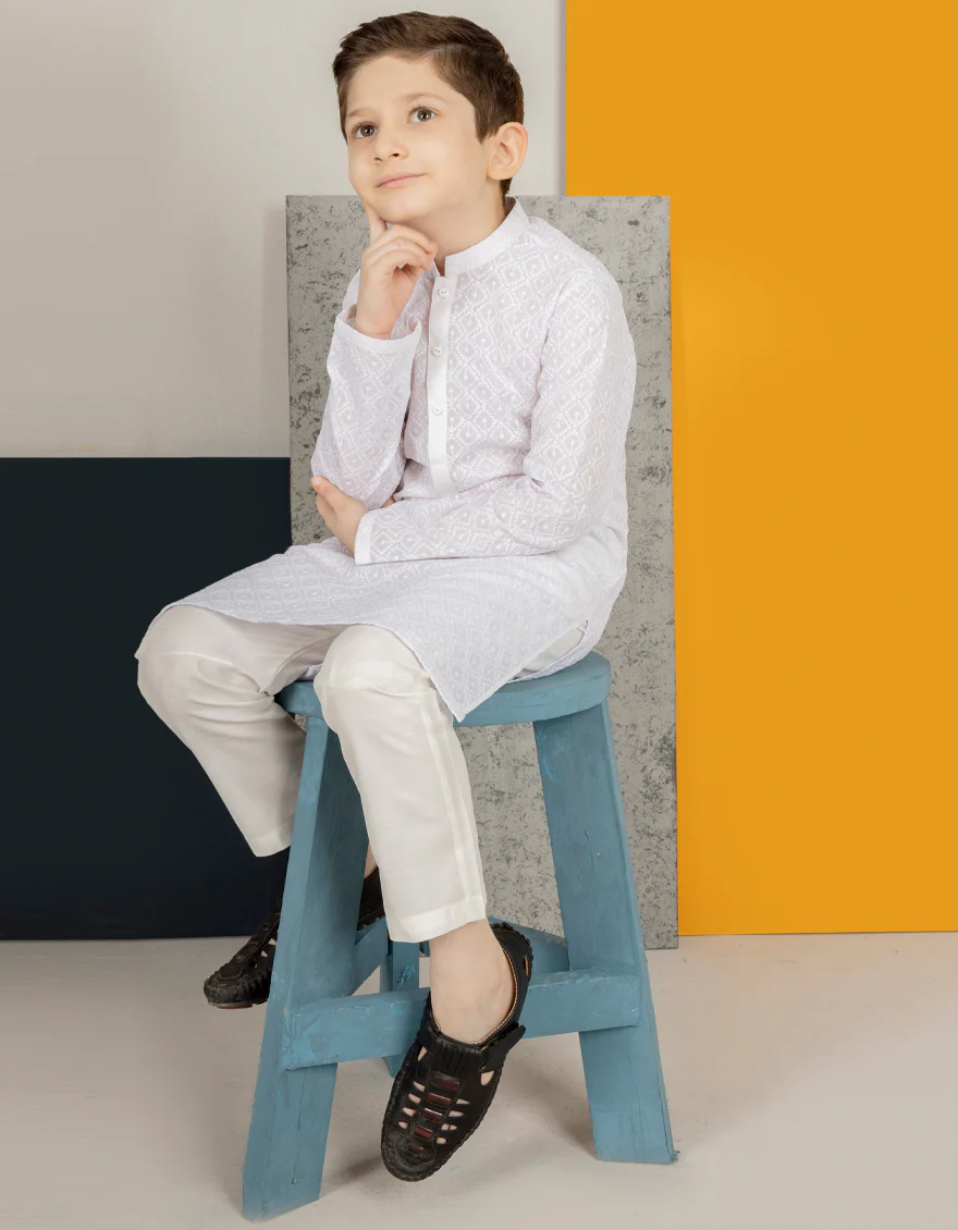 WHITE BLENDED KURTA TROUSERS | JCKP-US-45099/A22/JJ8423-CL - Image 4