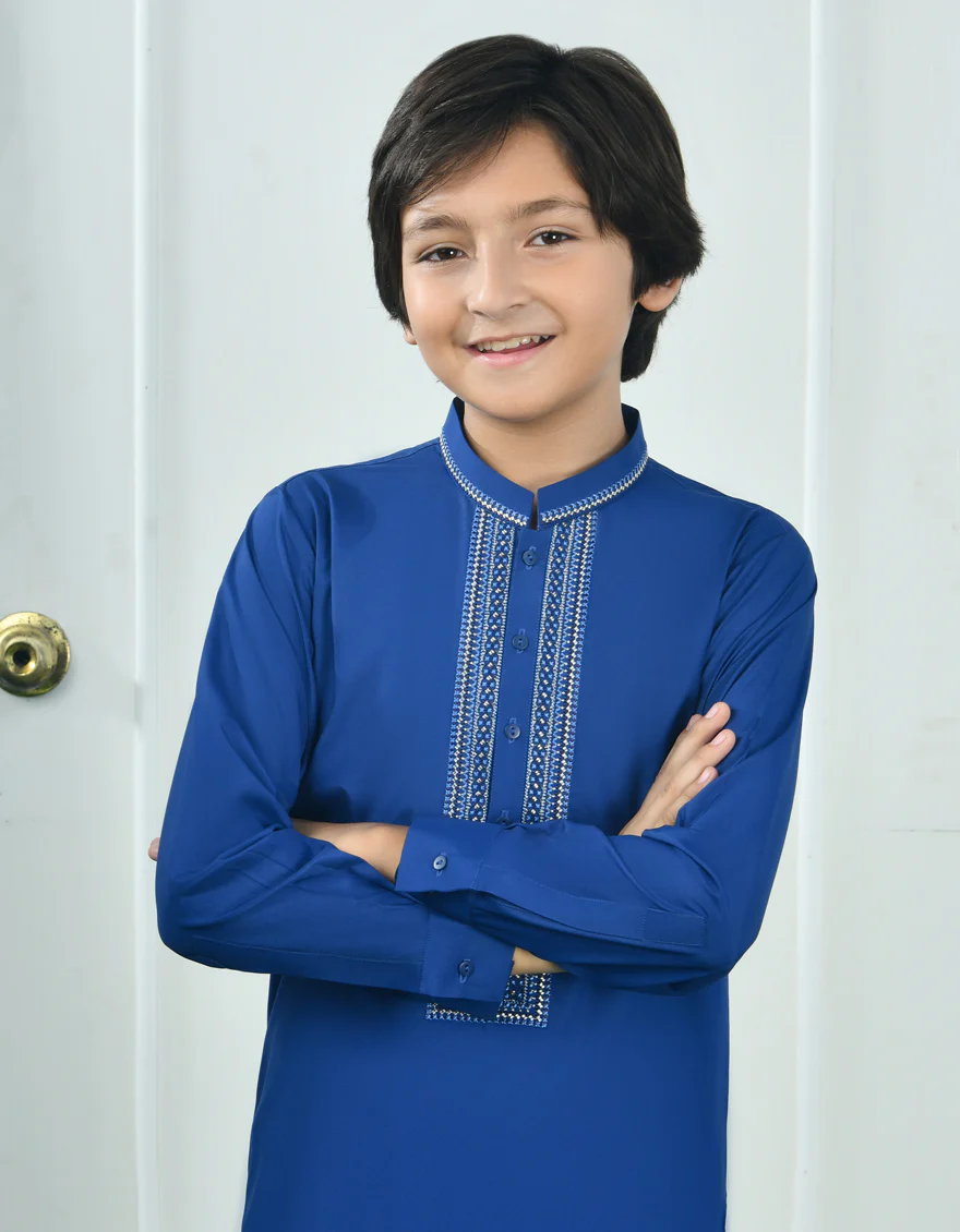 BLUE BLENDED KAMEEZ SHALWAR | JCKS-A-34717/S24/JJ9286-FL - Image 2