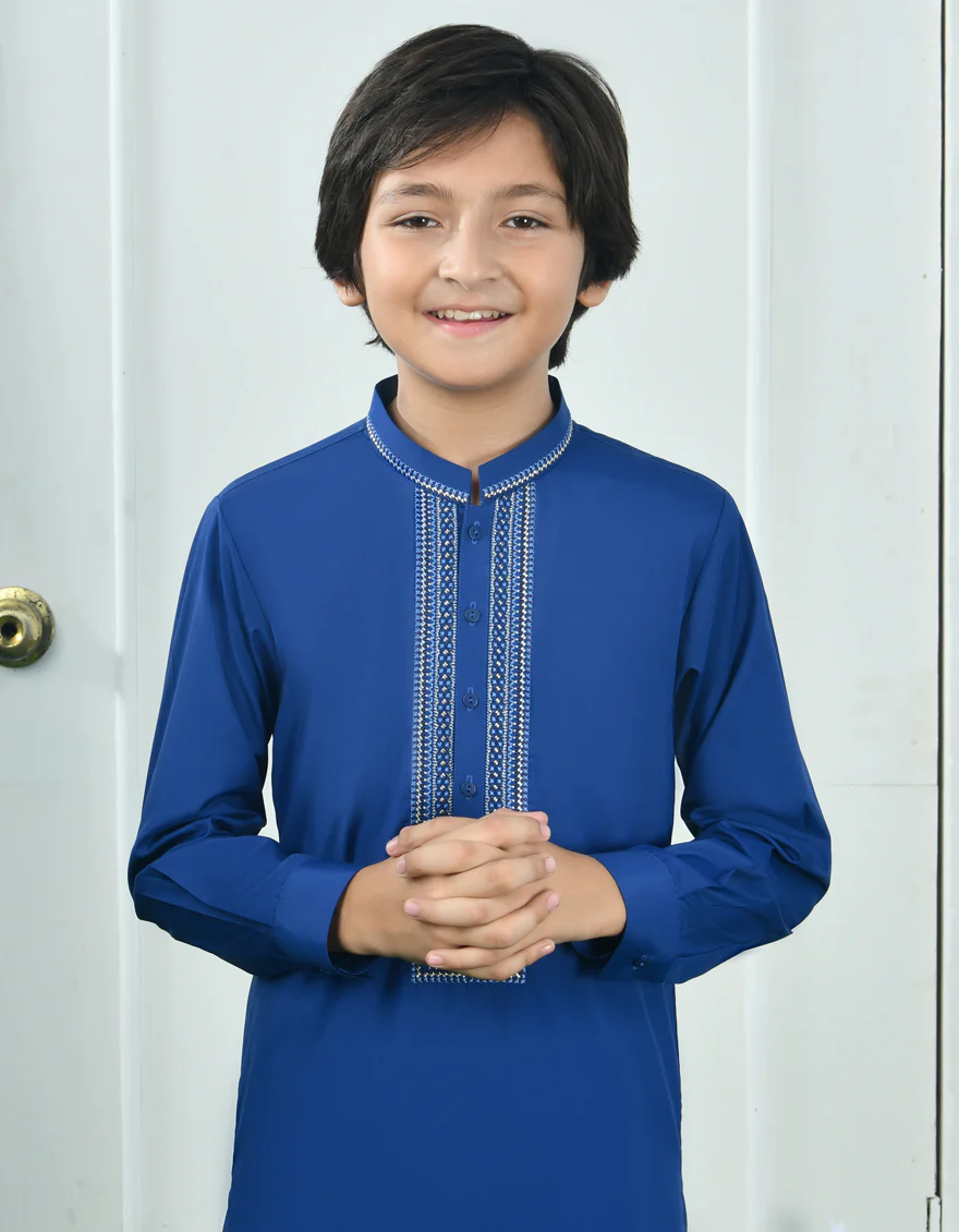 BLUE BLENDED KAMEEZ SHALWAR | JCKS-A-34717/S24/JJ9286-FL - Image 3
