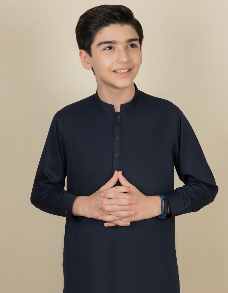BLUE BLENDED KAMEEZ SHALWAR | JCKS-A-35835-R10-AP/ - Image 2