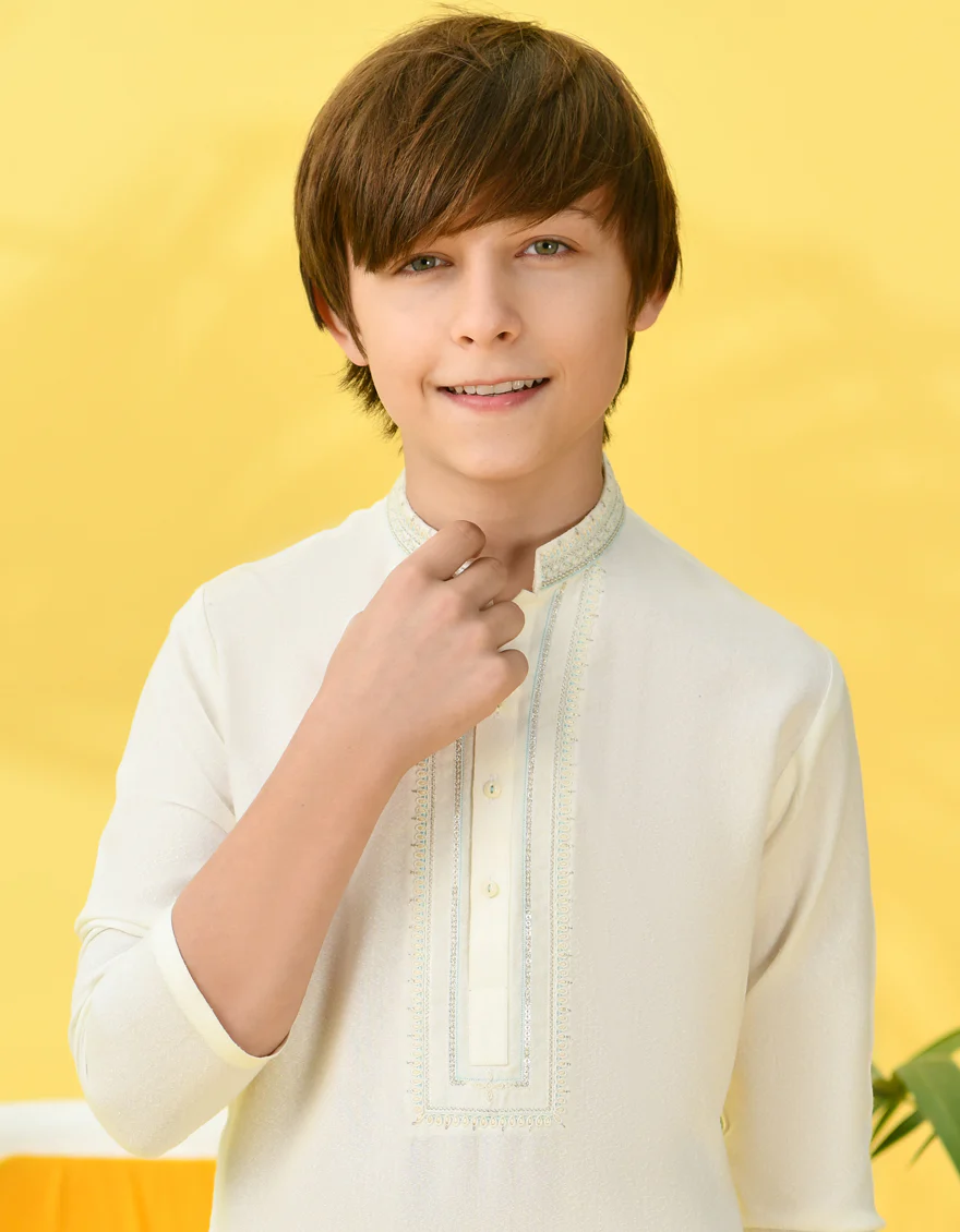 WHITE BLENDED KAMEEZ SHALWAR | JCKS-A-38990/S24/JJ9 - Image 2