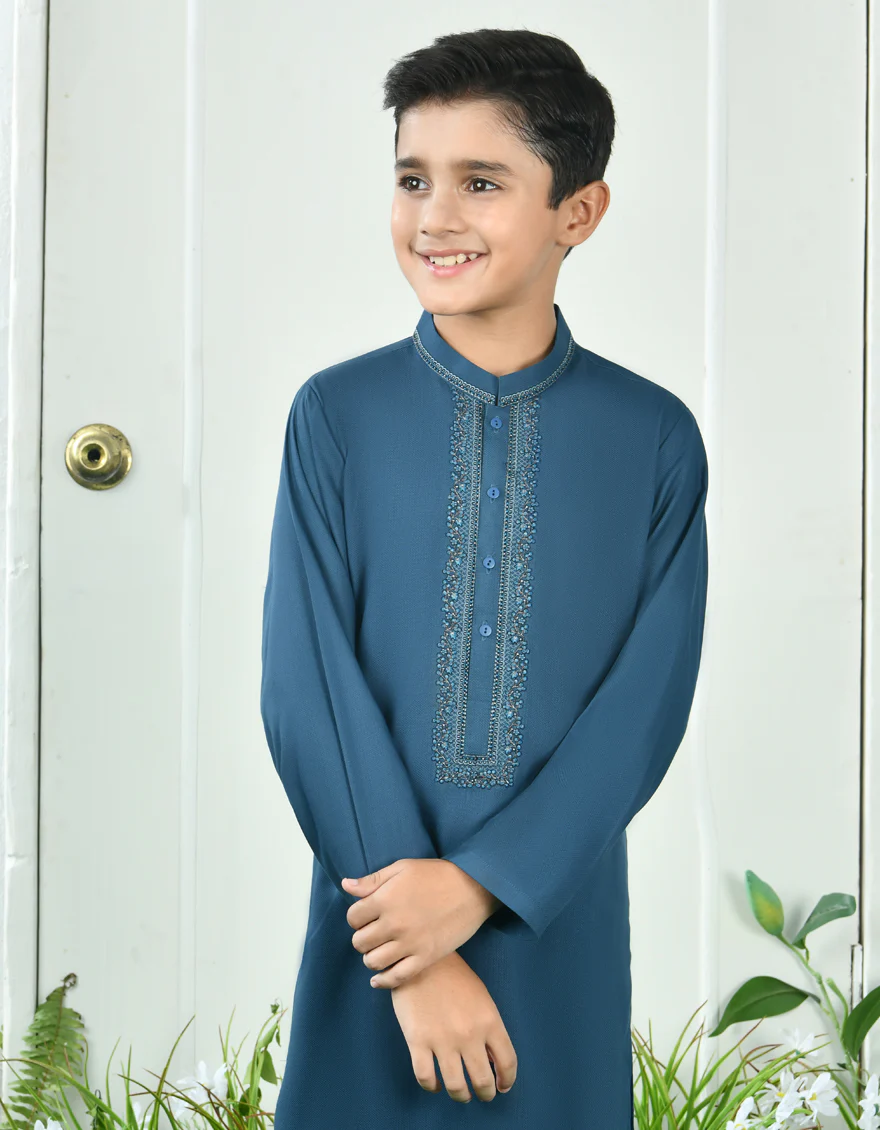 BLUE BLENDED KAMEEZ SHALWAR | JCKS-A-39048/S24/JJ9267-SF - Image 2