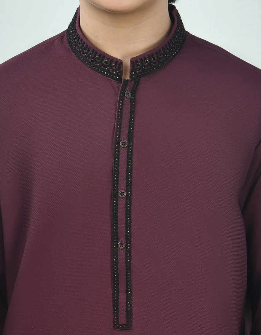 RED BLENDED KAMEEZ SHALWAR | JCKS-A-39051/S24/JJ9268-SF - Image 3