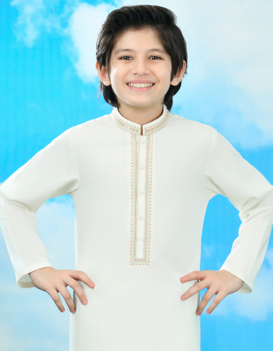 WHITE BLENDED KAMEEZ SHALWAR | JCKS-A-39113/S24/JJ9252-FL - Image 3
