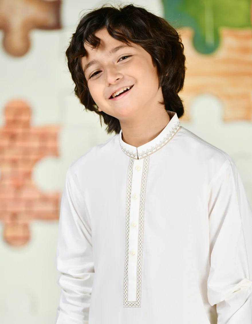 OFF WHITE COTTON KAMEEZ SHALWAR | JCKS-A-39191/S24/JJ9731-SF - Image 2