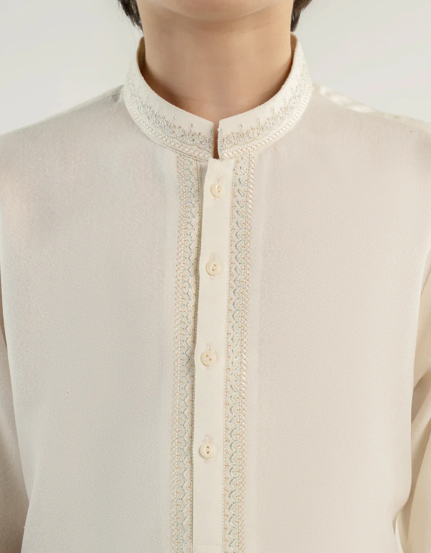 OFF WHITE BLENDED KAMEEZ SHALWAR | JCKS-A-39194/S24/JJ9427-FL - Image 2