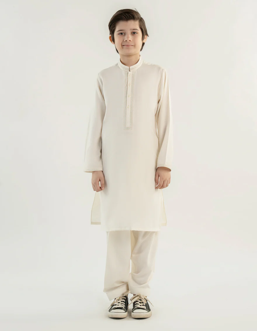 OFF WHITE BLENDED KAMEEZ SHALWAR | JCKS-A-39194/S24/JJ9427-FL - Image 3