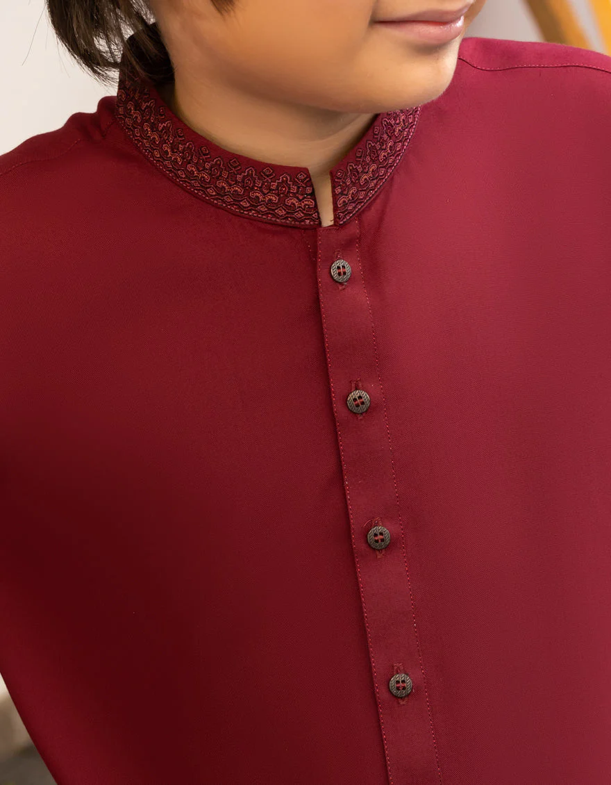 MAROON BLENDED KAMEEZ SHALWAR | JCKS-A-39217/S24/JJ9622-SF - Image 3