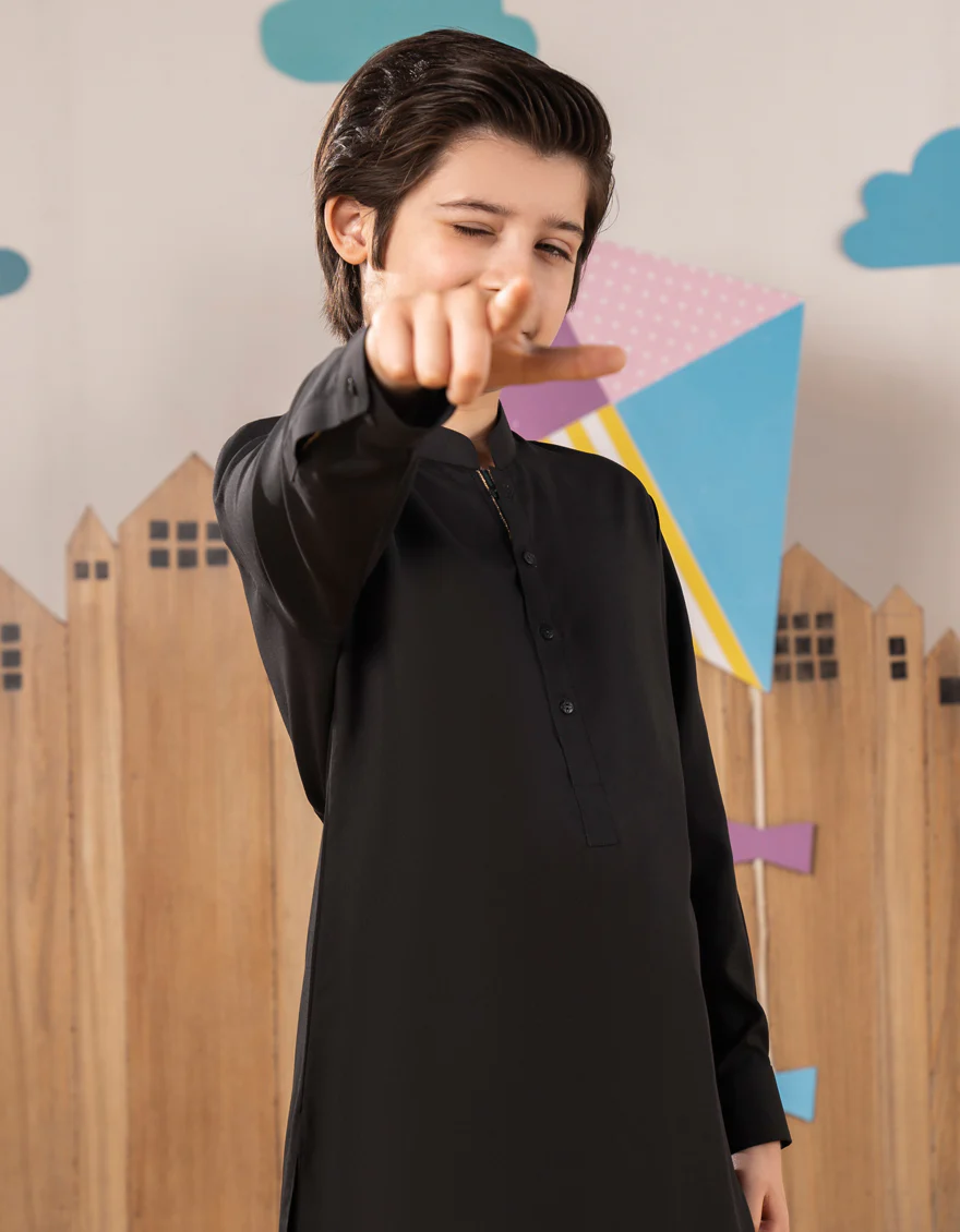 BLACK BLENDED KAMEEZ SHALWAR | JCKS-A-39340/S25/JJ10178-CL - Image 2