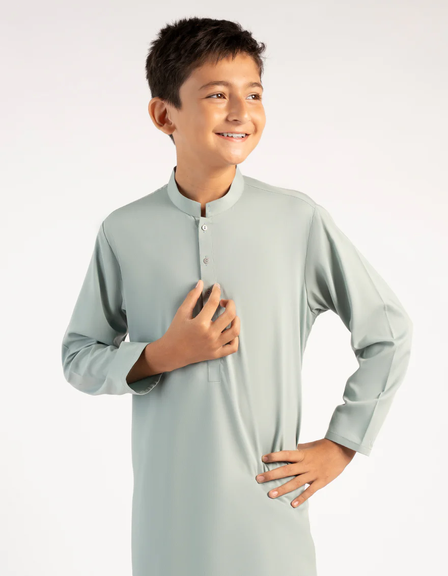 LIGHT GREEN BLENDED KAMEEZ SHALWAR | JCKS-A-39363/S25/JJ9823-CL - Image 2