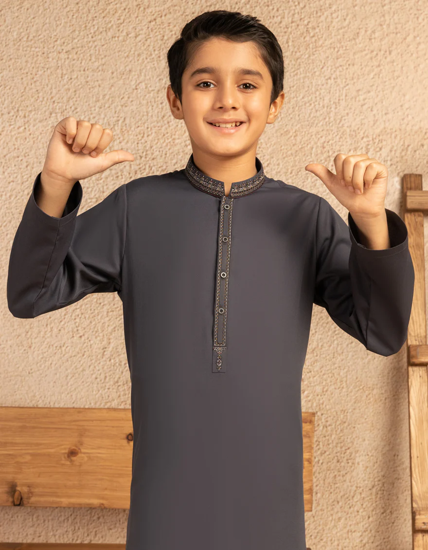 GREY BLENDED KAMEEZ SHALWAR | JCKS-A-39369/S25/JJ9766-SF - Image 2