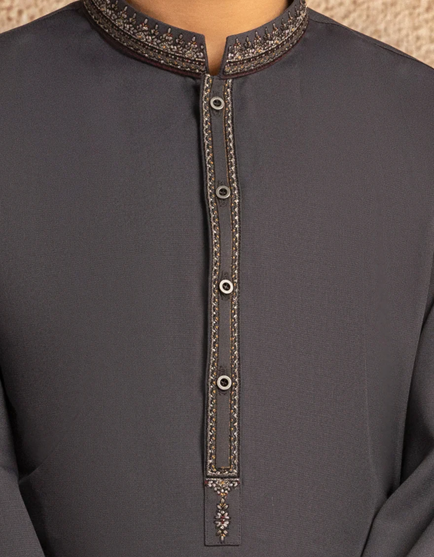 GREY BLENDED KAMEEZ SHALWAR | JCKS-A-39369/S25/JJ9766-SF - Image 3